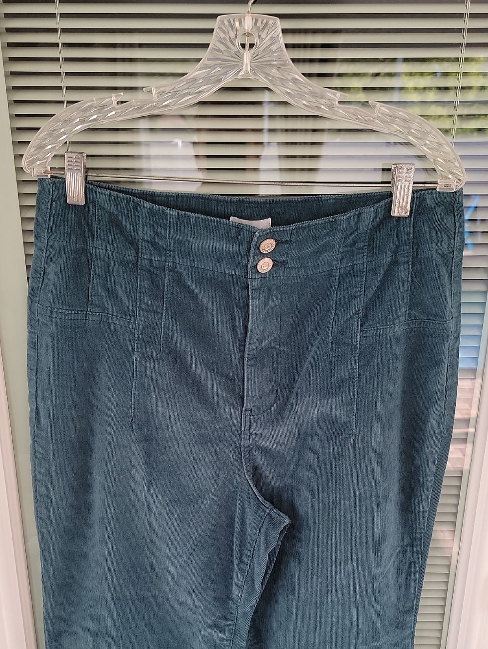 True Craft Corset Waist Flare Corduroy Pants in Teal Blue Sz 16 Has Stretch - Picture 2 of 12